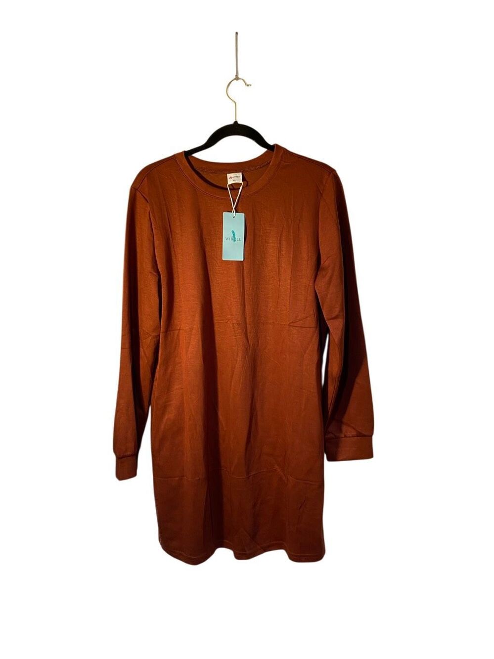 NWT Wiholl women’s fall, long sleeve, mini dress with pockets caramel XL